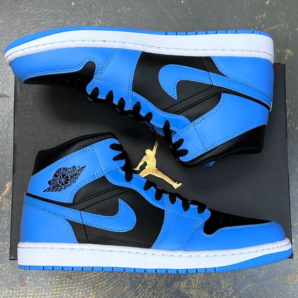 Nike Air Jordan 1 Mid University Blue Black DQ8426-401 10.5 Carolina Tarheels - Picture 2 of 11